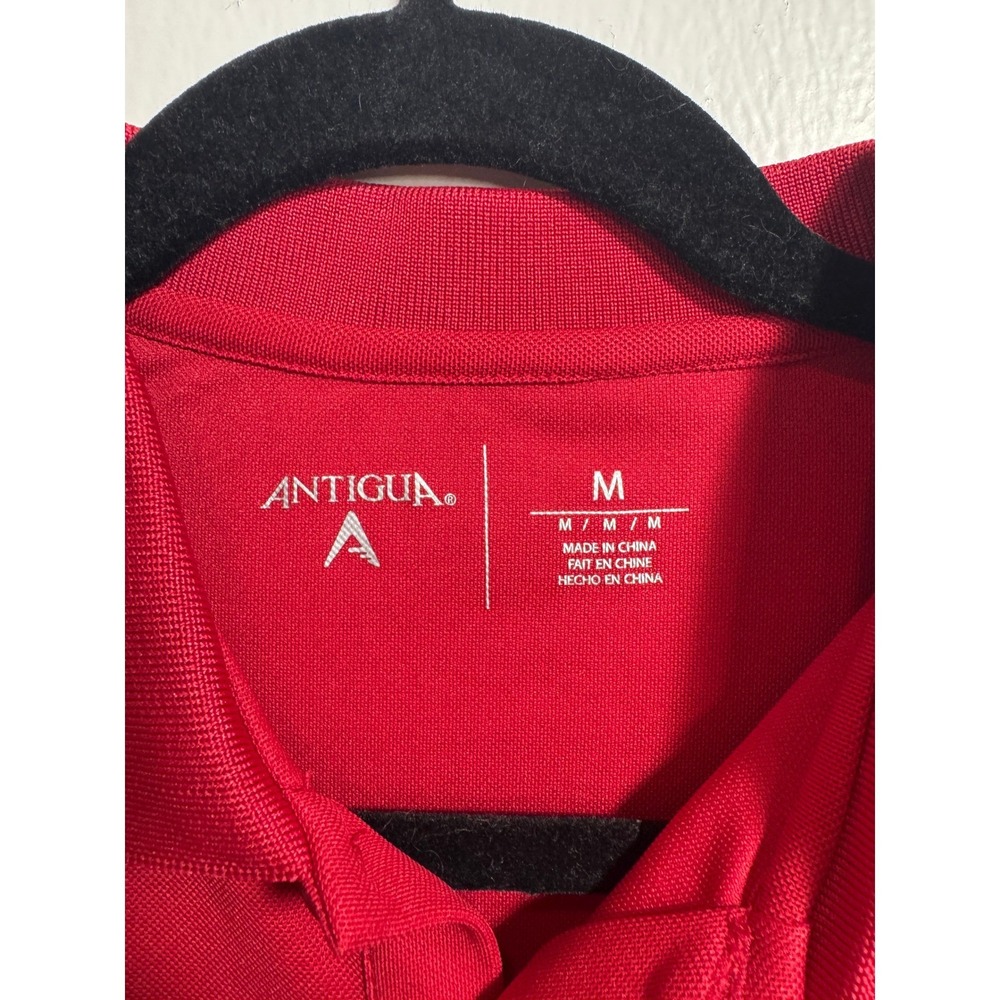 Antigua Budweiser Polo Shirt Mens Medium Red Short Sleeve Performance Logo Golf - Picture 4 of 4